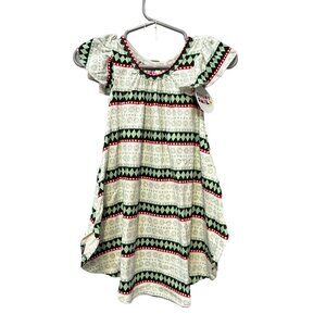 Dot Dot Smile Green Red Striped Diamonds Flower Clover Baby Girl's Dress 12-24M